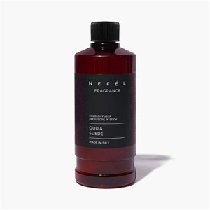 NEFÉL FRAGRANCE OUD & SUEDE REFIL 480 ml - Zapas do dyfuzora zapachowego z patyczkami,  zapach agaru i zamszu