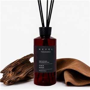 NEFÉL FRAGRANCE OUD & SUEDE REFIL 480 ml - Zapas do dyfuzora zapachowego z patyczkami,  zapach agaru i zamszu - zdjęcie 2