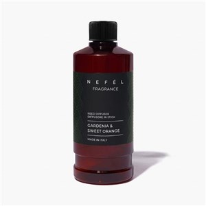 NEFÉL FRAGRANCE GARDENIA & SWEET ORANGE REFIL 480 ml - Zapas do dyfuzora zapachowego z patyczkami,  zapach gardenii oraz słodkich pomarańczy