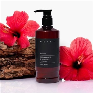 NEFÉL SHAMPOO CEDARWOOD & HIBISCUS 480 ml - Szampon rewitalizujący Drzewo cedrowe i hibiskus - zdjęcie 2