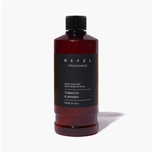 NEFÉL FRAGRANCE TOBACCO & WHISKY REFIL 480 ml - Zapas do dyfuzora zapachowego z patyczkami, zapach tytoń i whisky