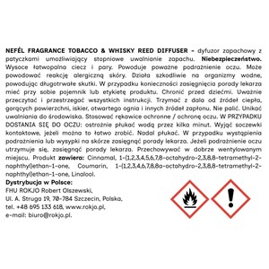 NEFÉL FRAGRANCE TOBACCO & WHISKY REFIL 480 ml - Zapas do dyfuzora zapachowego z patyczkami, zapach tytoń i whisky - zdjęcie 8