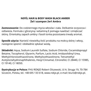 NEFÉL HAIR & BODY WASH BLACK AMBER 480 ml - Żel i szampon 2w1 Ambra  - zdjęcie 5