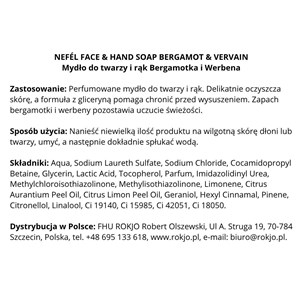 NEFÉL FACE & HAND SOAP BERGAMOT & VERVAIN 480 ml - Mydło do twarzy i rąk Bergamotka i Werbena  - zdjęcie 5
