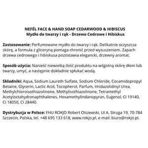 NEFÉL FACE & HAND SOAP CEDARWOOD & HIBISCUS 480 ml - Mydło do twarzy i rąk Drzewo Cedrowe i Hibiskus - zdjęcie 5