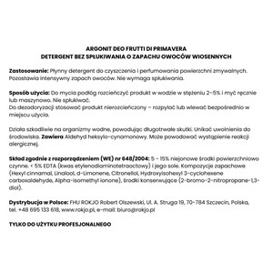 ARGONIT DEO FRUTTI PRIMAVERA 1 l - Uniwersalny płyn do powierzchni zmywalnych, zapach owoców wiosennych  - zdjęcie 5