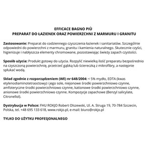 EFFICACE BAGNO PIU' 750 ml - Środek do mycia łazienek, marmuru i granitu - zdjęcie 5