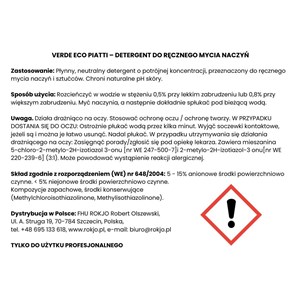 VERDE ECO PIATTI 5 l - Płyn do ręcznego mycia naczyń - zdjęcie 5