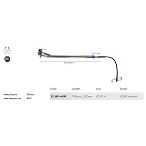 Telescopic rotar. s.s. Ceiling boom 1100-1950 mm 