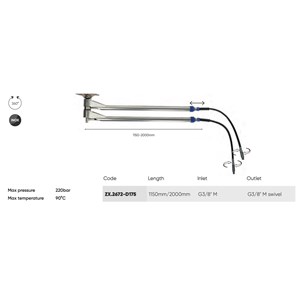 Double telescopic rotar. s.s. Ceiling boom 1750 mm 